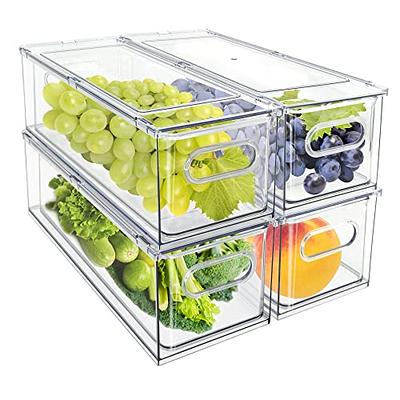 MineSign 4Pack Stackable Fridge Drawers Pull-out Storage Bins with Handle  Clear Food Container for Refrigerator Plastic Dresser Organizer  Fruit&Veggie Keeper for Freezer Cabinet Kitchen Organization - Yahoo  Shopping