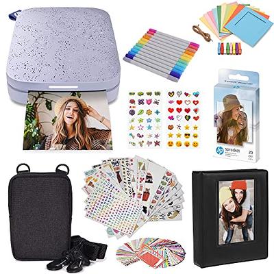 HP Sprocket Panorama Instant Portable Color Label & Photo Printer (Grey)  Gift Bundle