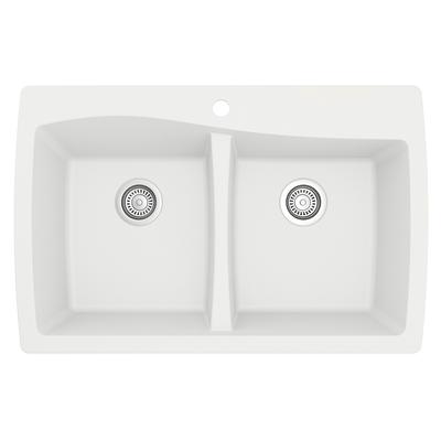 Karran Quartz Bisque 32 in. 50/50 Double Bowl Composite Undermount