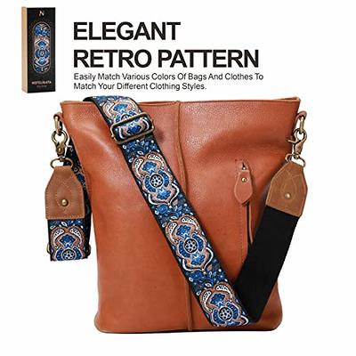  Purse Strap Replacement Crossbody Guitar Straps for Handbags  Shoulder Strap Adjustable Replacement for Bag Vintage Pattern with Cowhide  Genuine Leather Width 2 Inch