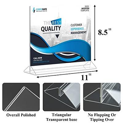 6 Pack Acrylic Sign Holders 8.5 x 11, Table Top Plastic Display Stand for  Menu, Flyer, Document, Paper, Clear Slant Back Vertical Photo Frame