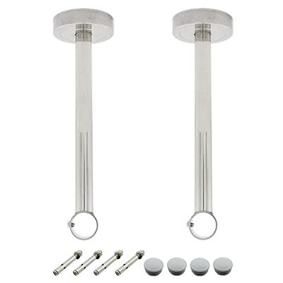 2 Pack Ceiling Mount Bracket, Stainless Steel Wardrobe Pipe