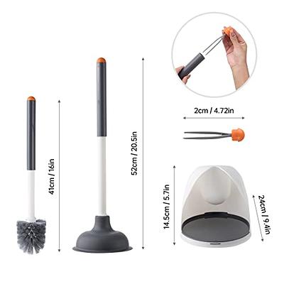 Dyiom Toilet Plunger and Bowl Brush Combo for Bathroom Cleaning, Black, 1-Set, Toilet Brush and Holder