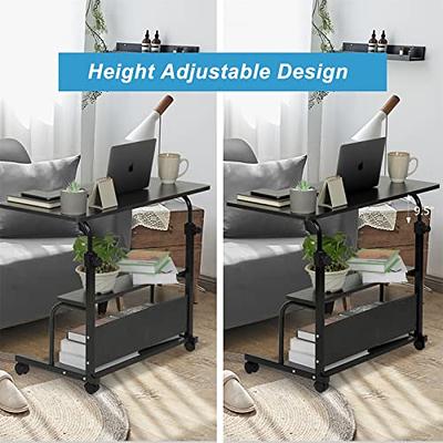 Portable Desk Small Desks for Small Spaces Laptop Table Brown Rolling  Adjustable Desk on Wheels Mobile Couch Desk for Bedroom Home Office  Computer