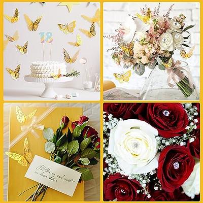  CHANZET 100pcs Diamond Pins for Flower Bouquet with 48pcs 3D  Gold Silver Bouquet Butterflies for Flower Arrangements, Flower Bouquet  Accessories Corsages Bouquet Pins Head Straight Wedding