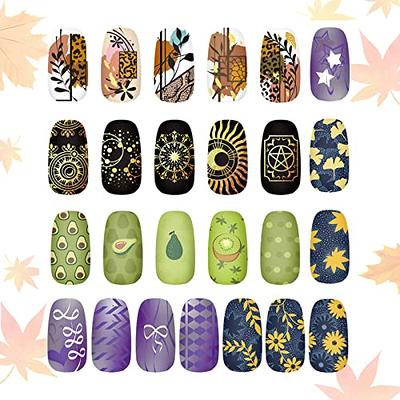 Mrfox 5 Pcs Nail Plates Stamping Set Marbled Punk Spider Web Heart Star Theme Leaf Nail Art DIY Stamping Template