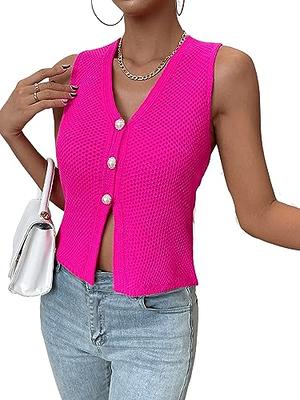 SweatyRocks Women s Casual V Neck Button Down Vest Tank Top