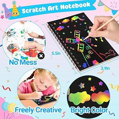 Black Rainbow Scratch Art Paper,Colorful Magic Drawing Art Space Cards  Book,Scratch Off Paper Gifts for Kids Halloween Christmas Birthday Party