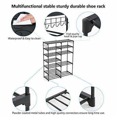 Shoe Shelf Shoe Storage Organizer with Side Hooks For Entryway, 24-30