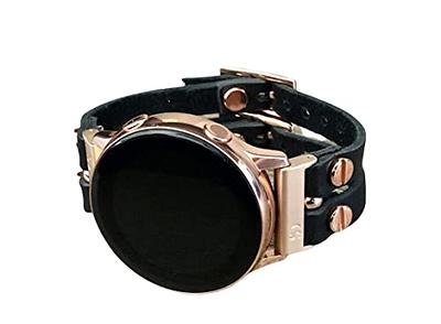 Double Strap Black Leather Bracelet For Samsung Galaxy 42mm Watch  Adjustable Size Band Rose Gold Jewelry Smartwatch Women Wristband - Yahoo  Shopping