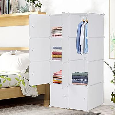 YouYeap DIY 12 Cube Portable Closet Storage Organizer Clothes Wardrobe  Cabinet W/Doors