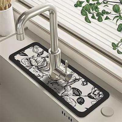 Global Phoenix NewHome Silicone Faucet Mat Kitchen Sink Splash Guard Drain Mat Drying Pad in Black