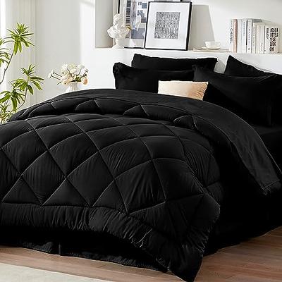 Newspin Full Bed in a Bag 8 Pieces Comforter Set, Black All Season Bed Set,  Full