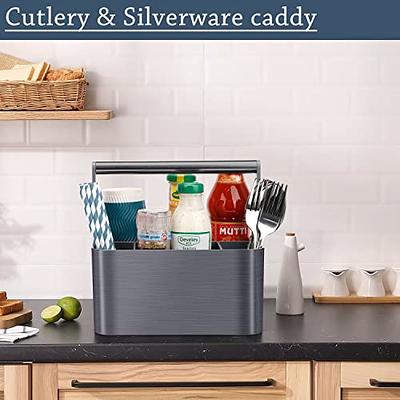 GFWARE Silverware Caddy, Utensil Caddy Organizer with Handle Plastic  Silverware Holder for Countertop, Cutlery Holder with 4 Adjustable  Compartments Utensil Holder for Party Camping Picnic(Grey) - Yahoo Shopping