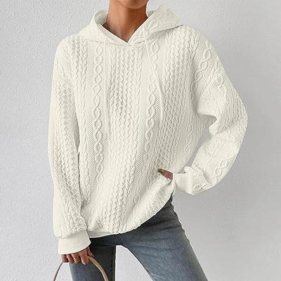  Eytino Womens Plus Size Hooded Sweatshirts Long Sleeve  Waffle Drawstring Pullover Tops