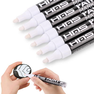Paint Markers Acrylic Paint Pens for Rock Painting Stone Ceramic Porcelain  Glass Mugs Wood, Metal Fabric Canvas DIY Craft Kids Set HAS (White, 6 Pack)  - Yahoo Shopping