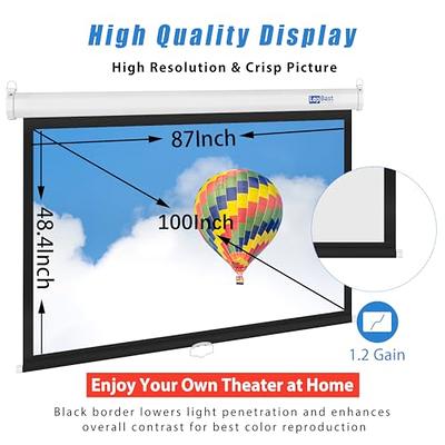 VIVOHOME 80 Inch Manual Pull Down Projector Screen, 16:9 HD Retractable  Widescreen Matte for Movie Home Theater Cinema Office Video Game, Steel &  PVC