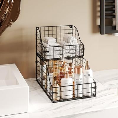 2PK-Wire Storage Basket for Kitchen Pantry Bathroom Large Metal