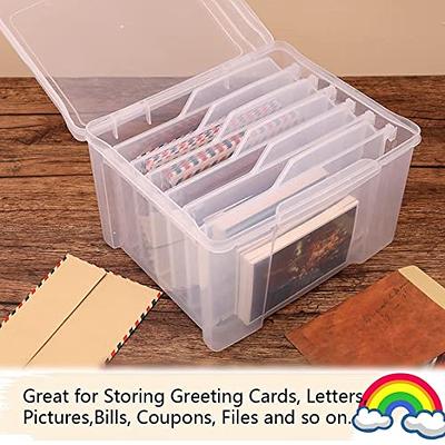 KILONEFE Greeting Card Storage & Organizer Box with 6 Adjustable Dividers  for Holiday Birthday Photos, Crafts, Scrapbook, Paper, Stickers, Envelopes  and More, Plastic Box of Card (New Version) - Yahoo Shopping