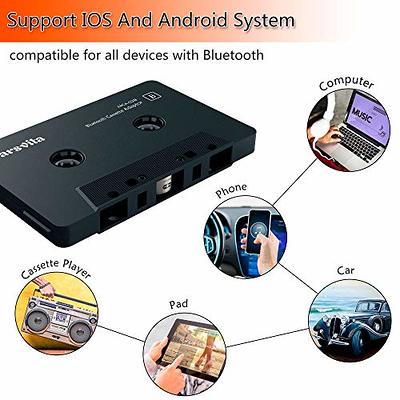  Reshow Bluetooth Cassette Adapter for Car with Stereo Audio,  Wireless Cassette Tape to Aux Adapter Smartphone Cassette Adapter (Black) :  Electronics