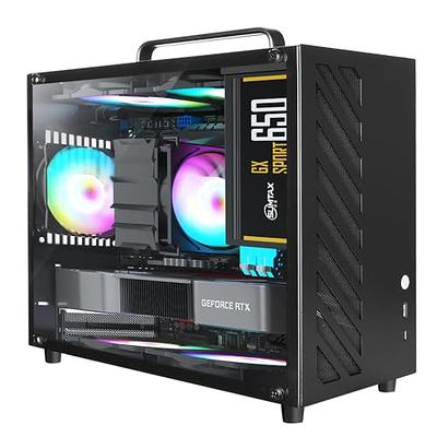TK-1 Black Separated Cabinet Case, Front and Side Tempered Glass Fully  See-Through Design, Type-c Port, Support 240 Liquid Cooling, Micro ATX /