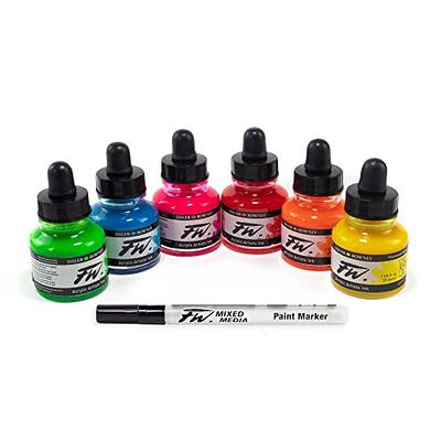 Daler-Rowney FW Acrylic Ink Bottle 6-Color Neon Set with Empty Marker -  Acrylic Set of Drawing Inks for Artists and Students - Art Ink Calligraphy  Set - Permanent Calligraphy Ink - Yahoo Shopping