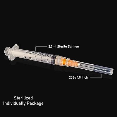 100 Pack 2.5ml Luer Lock Syringe with 23Ga 1 Inch Needle, Individual Package