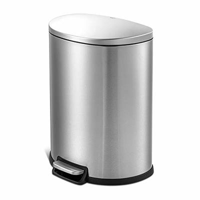 Glad 13 gal. All Stainless Steel Step-On Large Metal Kitchen Trash Can w/Clorox Odor Protection and Soft-Closing Lid, Silver
