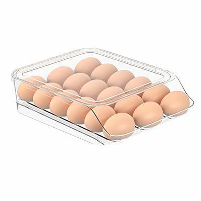 Egg Container for Refrigerator BPA Free Refrigerator Organizer  Bins,Stackable Egg Holder for Refrigerator,18 Egg Tray,Clear