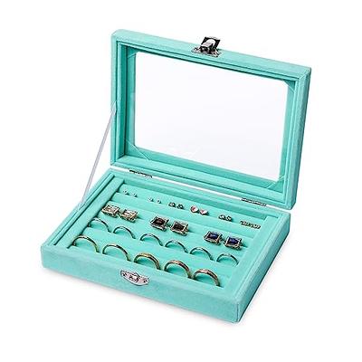 Frebeauty Acrylic Jewelry Organizer,Earring Organizer Box with 5 Drawers  Clear Jewelry Box with Velvet Trays for Women,Stackable Earring Display  Holder for Rings Studs and Necklace