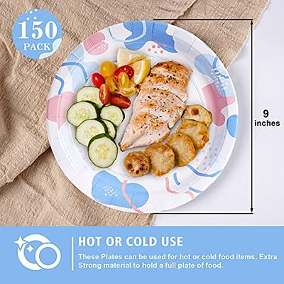 JOLLY CHEF Disposable Paper Plates 10 inch 140 Count, Soak Proof
