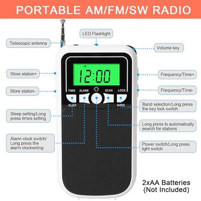 Portable Radio AM FM SW, Transistor Radio with LED Flashlight, 2AA Battery  Operated Radio for Long Range Reception, Emergency Pocket Walkman Radio for  Indoor, Outdoor,Walk,Jogging,Gym,Camping - Yahoo Shopping