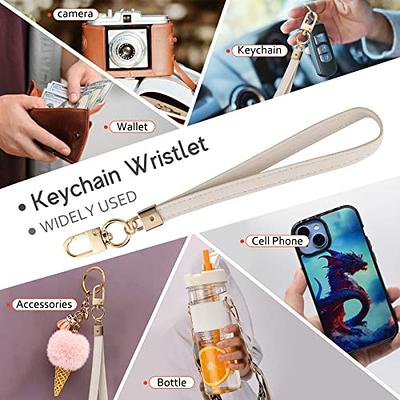 KNGITRYI Small Wallet for Women RFID Card Holder,Wristlet Keychain with  Wallet,Key Chain Wallet Women Wristlet Wallets for Women Men (Beige)