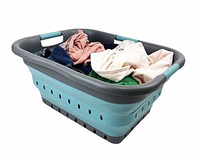 Clevermade Collapsible Fabric Laundry Baskets - Foldable Pop Up Storage Container Organizer Bags - Large Rectangular Space