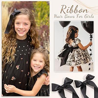 2Pcs Long Ribbon Hair Bows for Girls Hair Clip Silk Hair Bow Ribbon Hair  Accessories for Baby Toddlers Infant Teens Kids (Black) - Yahoo Shopping