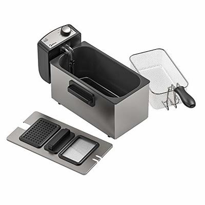 Ovente 2 Liter Electric Deep Fryer with Frying Basket, 1500W, Adjustable Temperature, Stainless