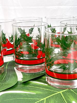 Christmas Holly Martini Glasses, Christmas Martini Glasses