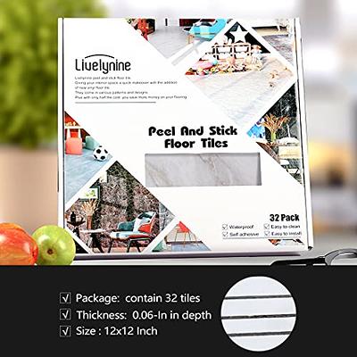 Livelynine White Peel and Stick Floor Tile Waterproof Vinyl Flooring Sheet  Marble Stick on Flooring Tiles For Kitchen Basement Bedroom Bathroom Floor