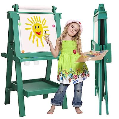 JUZBOT Easel for Kids Deluxe Wooden Standing Kids Easel with Paper