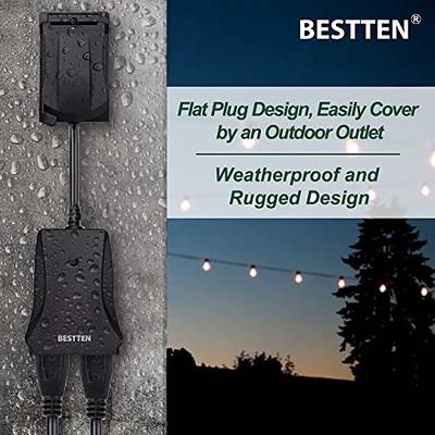 BESTTEN Wireless Outdoor Remote Control Outlet with 6-Inch Heavy