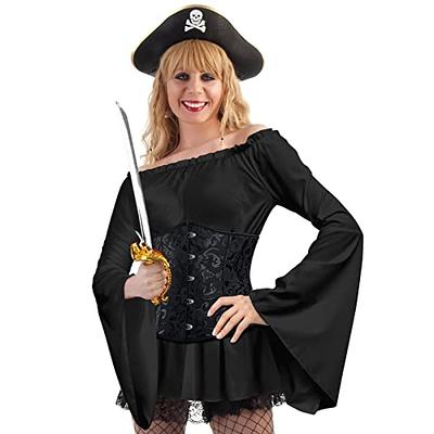 Womens Renaissance Blouse Underbust Corset Pirate Shirt Medieval Tops with  Boned Waist Belt for Halloween Pirate Costumes (Black, X-Large) - Yahoo  Shopping