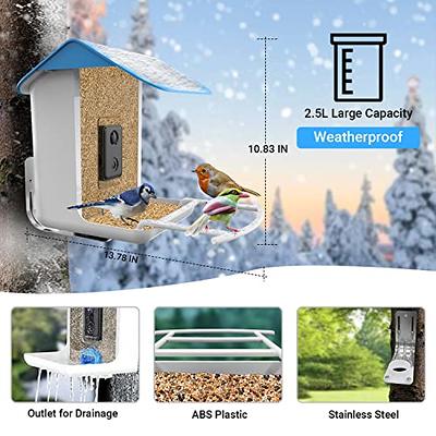  Gyozol Smart Bird Feeder with Camera, AI Identify Bird Breed,  Solar-Powered WiFi 1080P Live Camera, Auto Capture Backyard Garden Bird  Watching, Motion Detection, Cloud and SD Card Storage, Blue 