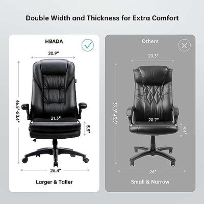  Big and Tall Office Chair Ergonomic Chair 400lbs Wide Seat Desk  Chair PU Leather Computer Chair with Lumbar Support Arms Mid Back Executive  Task Chair, Black : Home & Kitchen