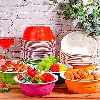 Bokon Round Plastic Bowls, 23 oz Disposable Plastic Bowls Disposable  Serving Bowls Plastic Party Bowls Snack Bowls for Parties Wedding Picnics  Christmas Halloween Salad Fruit, 5 Colors (100 Pcs) - Yahoo Shopping