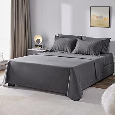7 Pieces Bed in a Bag Queen Comforter Set with Sheets, Dark Grey