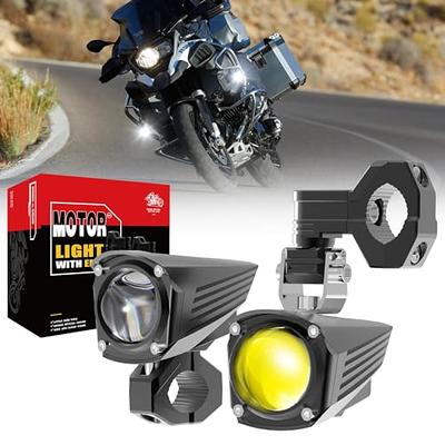 CO LIGHT Motorcycle LED Fog Lights Auxiliary Driving Light 60W 18000LM Dual  Color Spotlights White Amber