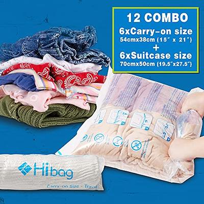 Hibag 12 Travel Compression Bags, Hibag 12-Pack Roll-Up Space Saver St