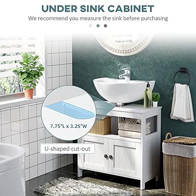 kleankin Bathroom Pedestal Under Sink Cabinet with Storage Shelf, 2 Doors, White