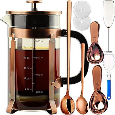 SUGIFT 12 OZ Bamboo French Press 18/8 Stainless Steel High Borosilicate  Plastic-free Carafe 350ML Espresso Press Coffee/Tea Maker 