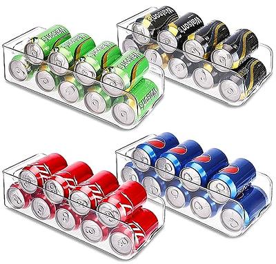 Yesland Drink Organizer for Fridge, 4 Rows Width Ajustable Soda Can  Organizer for Refrigerator Self-Pushing Beverage Pusher Glide for Water  Bottle, Beer Can, Juice Jar, Kitchen, Pantry, Black 